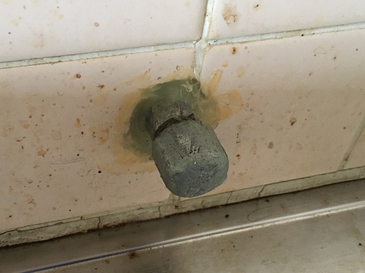 ふさがれたキッチンのガス栓