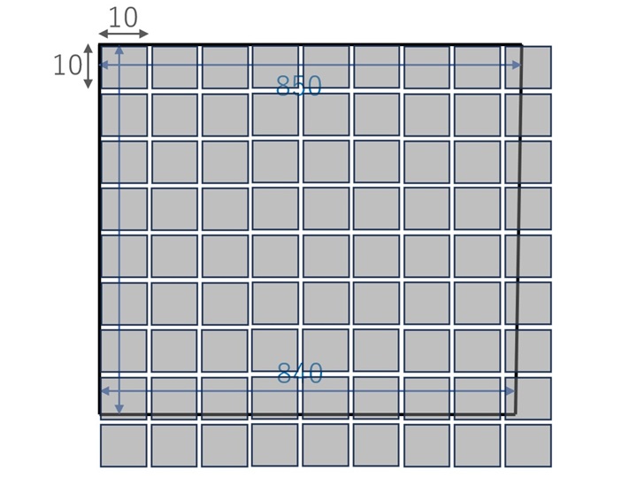 100ミリ角のタイルの収まり