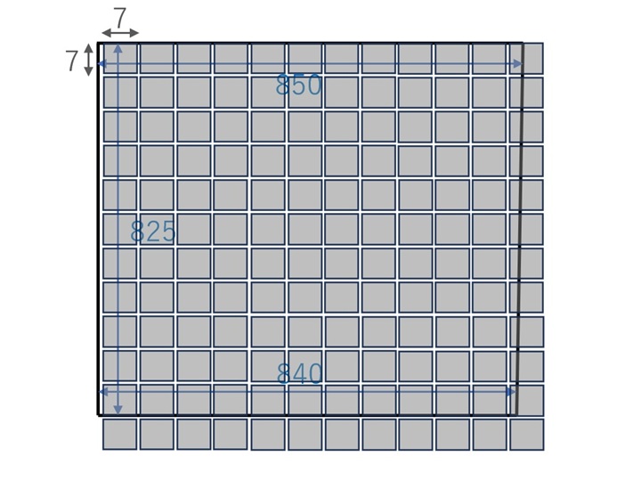 70ミリ角のタイルの収まり