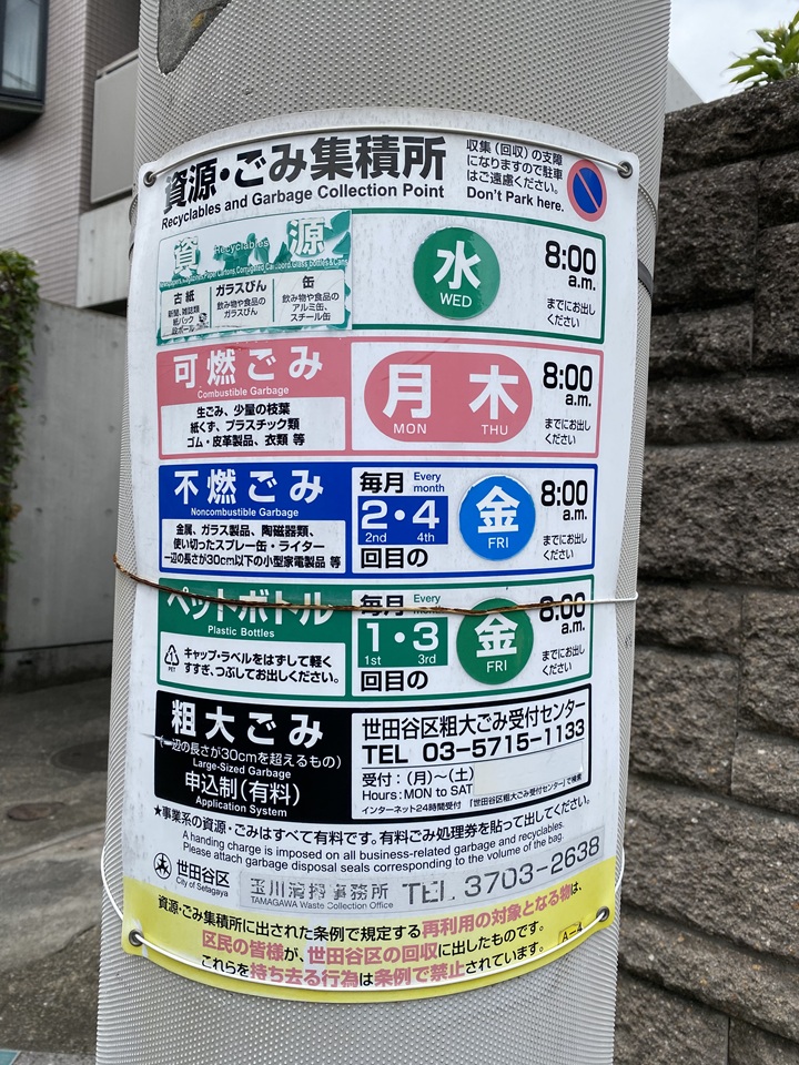 世田谷区のゴミ回収日